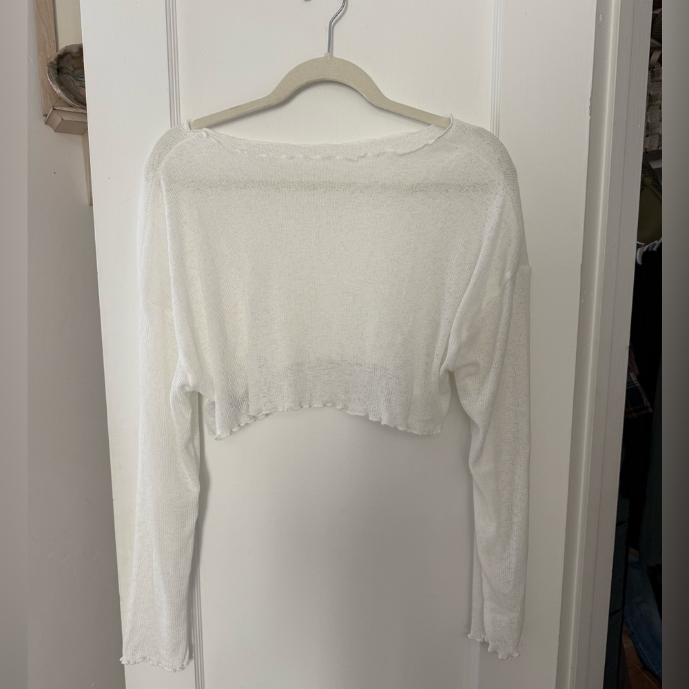 SHEIN- Dazy Sheer Off the Shoulder Cropped Knit